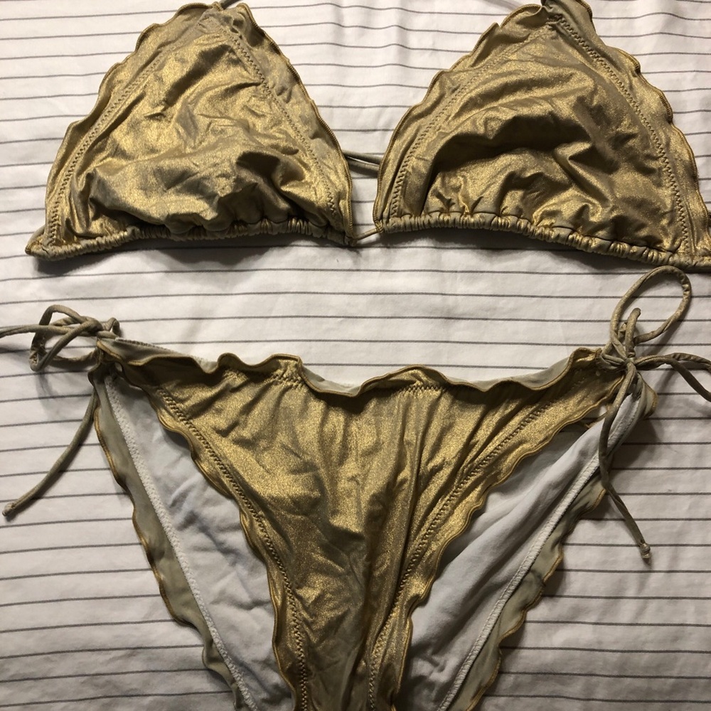 Ciao Bella Gold Tie-Side Bikini Set - Women Swim
